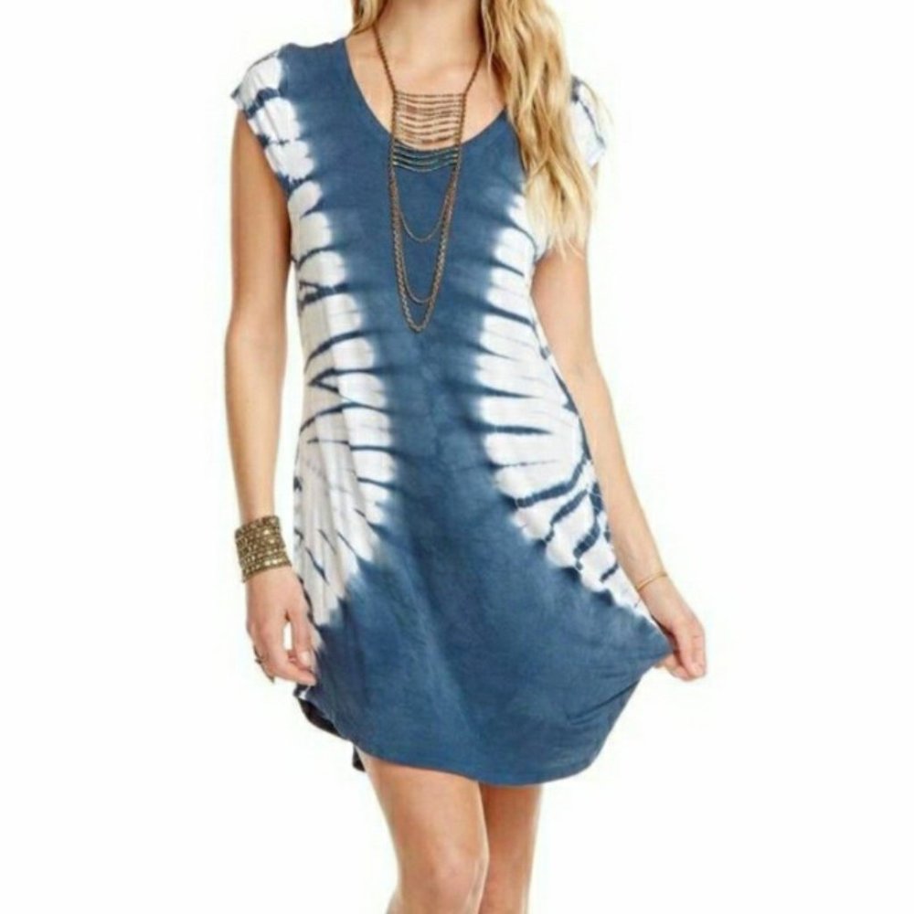 - NWT Chaser vintage wash blue tie dye dress strappy back size Med